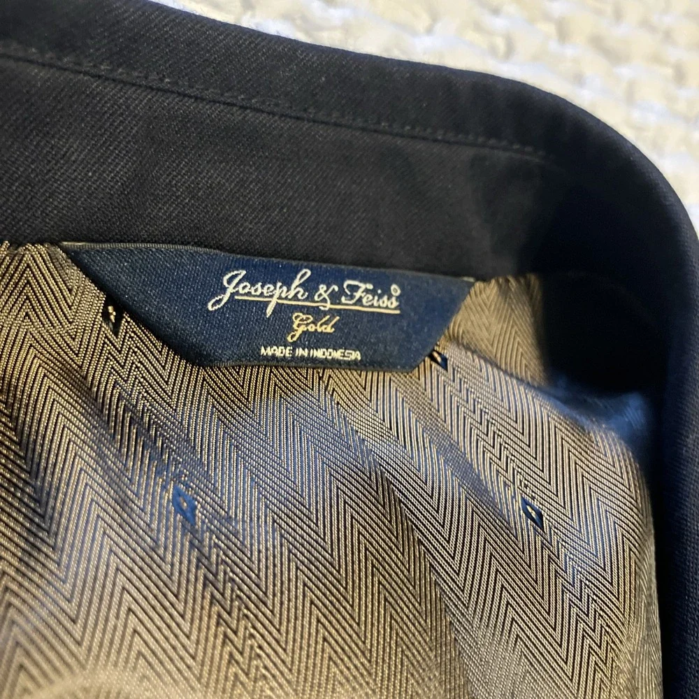 Joseph & Feiss 43R Navy Sport Coat Blazer Jacket Gold‎ Button Wool